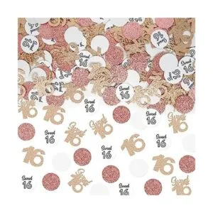 Sweet 16 confeti confeti de mesa de oro rosa confeti de_1