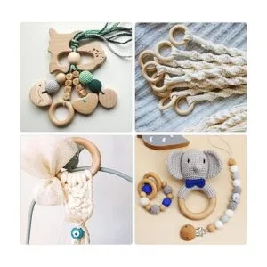 Uenhoy 15 anillos de madera natural de 2.362 in anillos_7