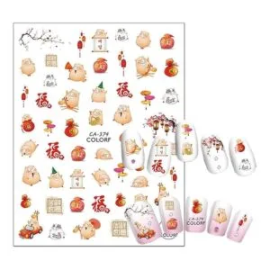 6 hojas de calcomanías de arte de uñas de animales gato_7