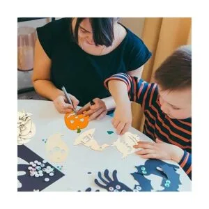 DERAYEE 60 piezas de rebanadas de madera de Halloween_5