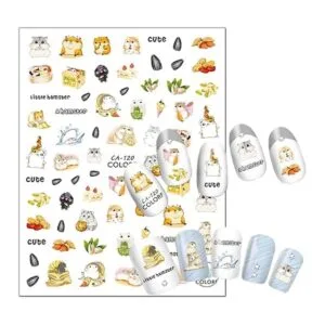 6 hojas de calcomanías de arte de uñas de animales gato_3