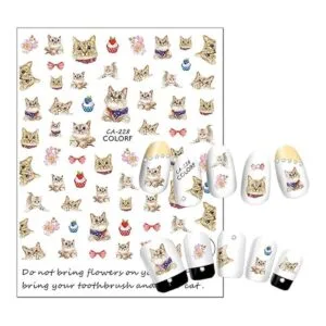 6 hojas de calcomanías de arte de uñas de animales gato_6