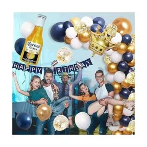 Decoraciones de fiesta de cumpleaños color azul marino y_3