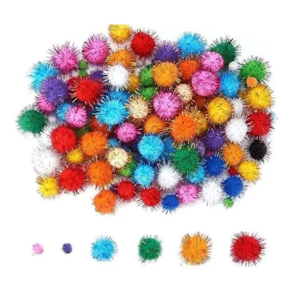 Bolas de purpurina de colores con pompón bolas peludas de_3