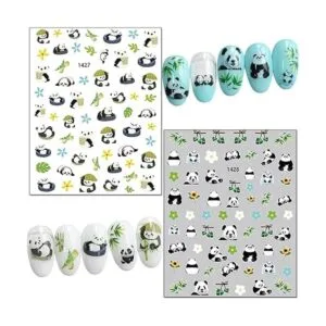 Calcomanías de arte de uñas panda diseño de oso de_4