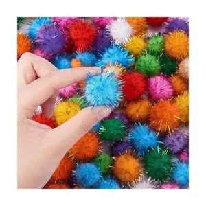 Bolas de purpurina de colores con pompón bolas peludas de_4