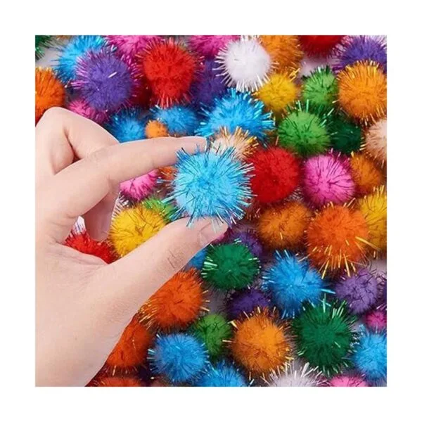 Bolas de purpurina de colores con pompón bolas peludas de_4