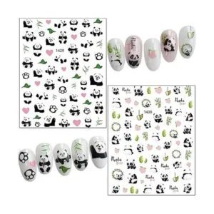 Calcomanías de arte de uñas panda diseño de oso de_5