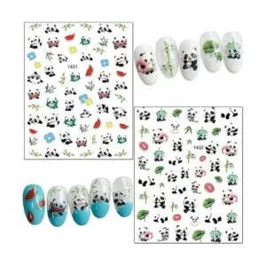 Calcomanías de arte de uñas panda diseño de oso de_6