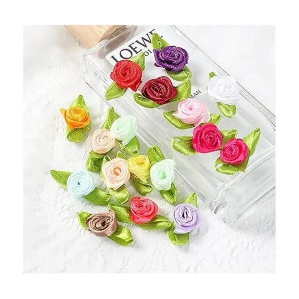 Mini rosas de cinta para manualidades 200 flores de tela_2