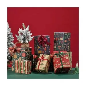 Juego de papel de regalo de Navidad 8 hojas de papel de_5