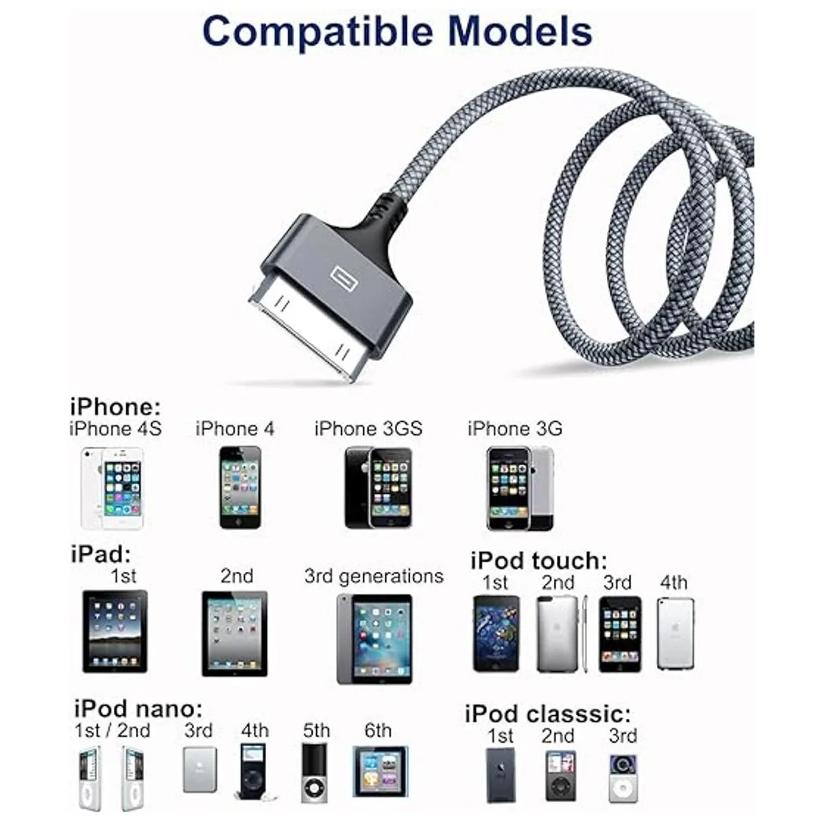 AkoaDa Cable de carga para iPod 2 unidades certificado_3