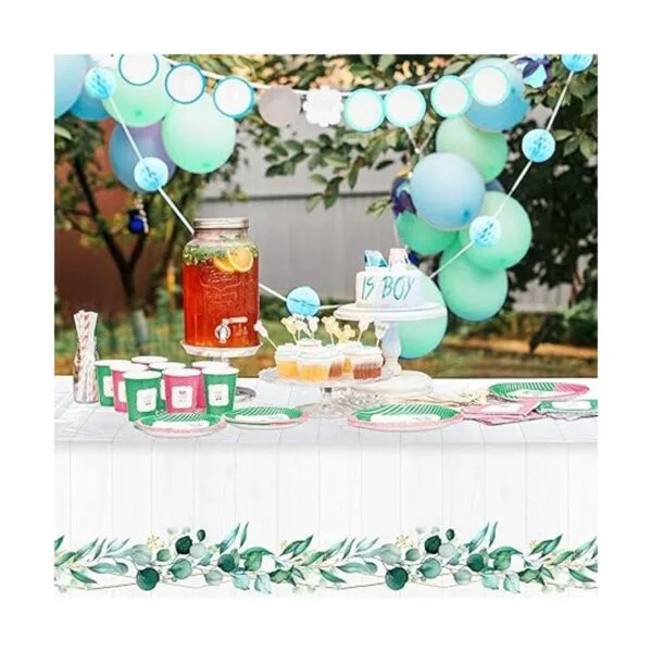 Mantel de hojas de eucalipto de plástico hojas verdes_5