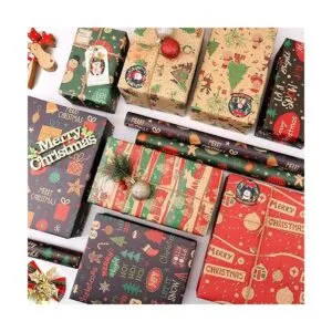 Juego de papel de regalo de Navidad 8 hojas de papel de_2