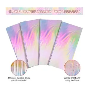 Paquete de 4 manteles de plástico iridiscente brillantes_4