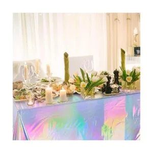 Paquete de 4 manteles de plástico iridiscente brillantes_5