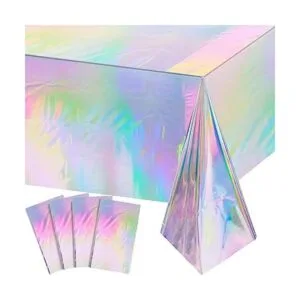 Paquete de 4 manteles de plástico iridiscente brillantes_1