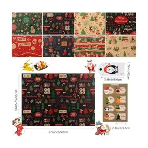 Juego de papel de regalo de Navidad 8 hojas de papel de_4