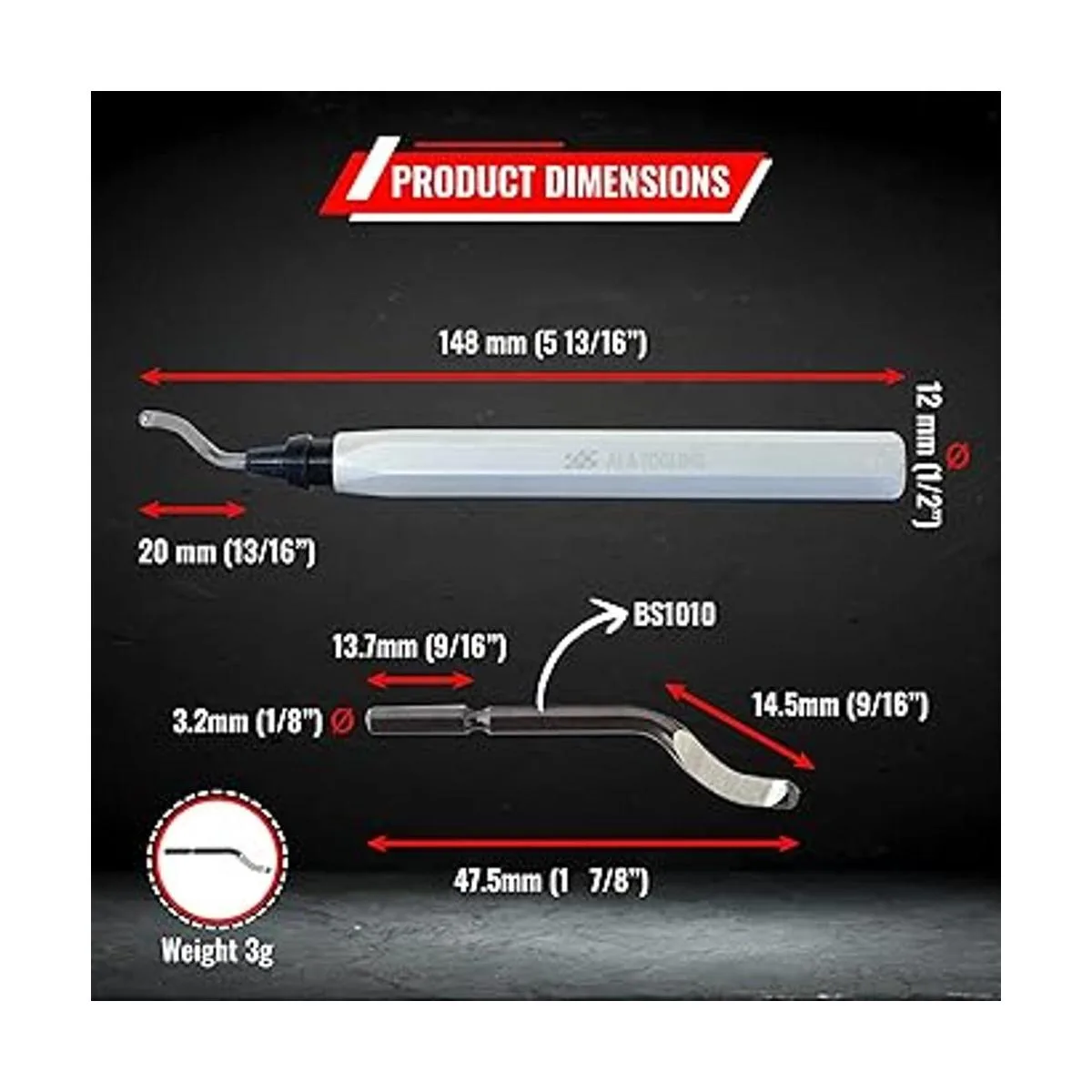 AFA Tooling Herramienta de desbarbado y 1 hoja de acero_7