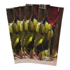 Juego de 1 toalla de cocina con diseño floral de uva de_2