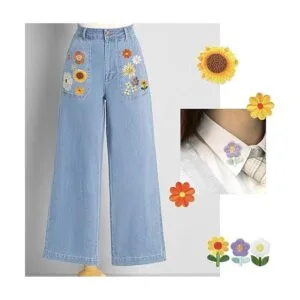 44Pcs Embroidered Flowers Butterfly Bee Iron on Patches_5