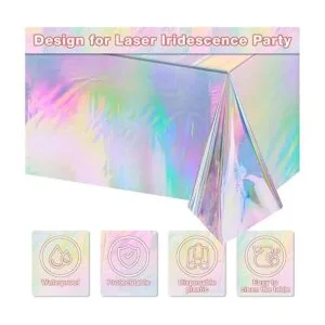 Paquete de 4 manteles de plástico iridiscente brillantes_3