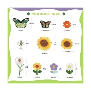 44Pcs Embroidered Flowers Butterfly Bee Iron on Patches_3