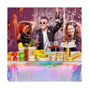 Paquete de 4 manteles de plástico iridiscente brillantes_7