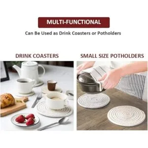 Portavasos absorbentes hechos a mano trenzados para_6