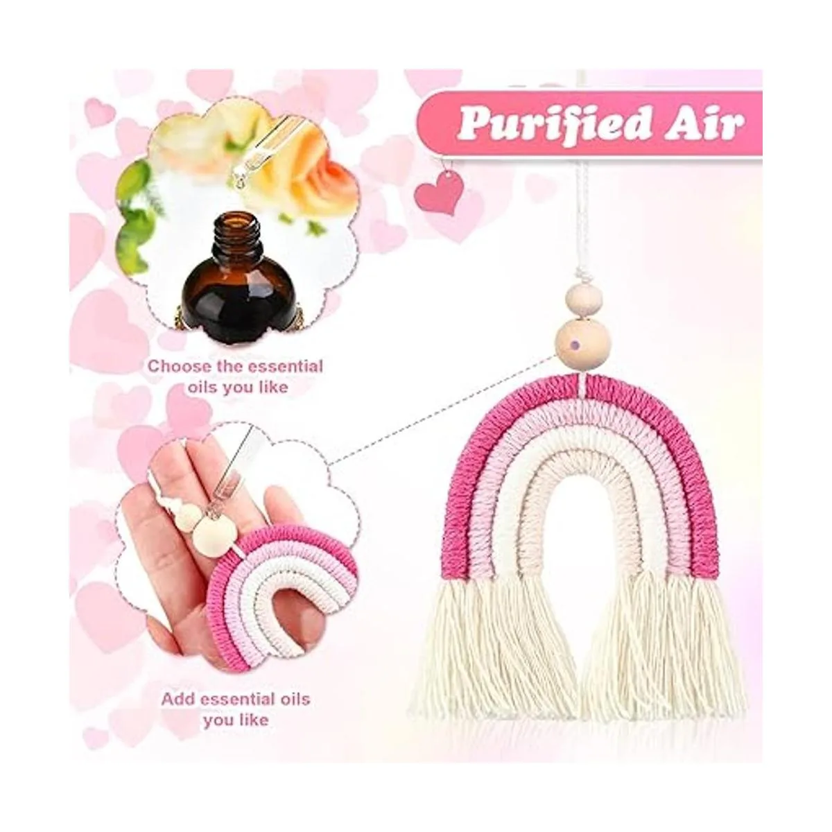 3 piezas de dijes de coche de arco iris bohemio de_4