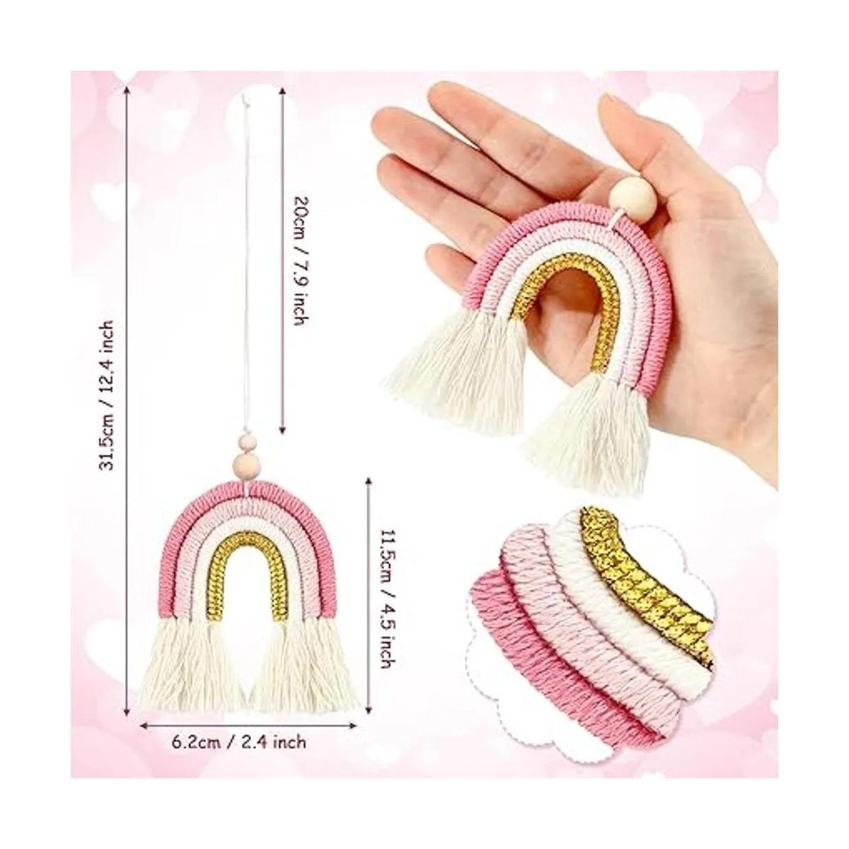 3 piezas de dijes de coche de arco iris bohemio de_3