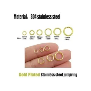 100 anillos divididos de acero inoxidable chapados en oro_2