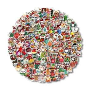 AOWDIAO 200 calcomanías de vinilo lindas de Feliz Navidad_1