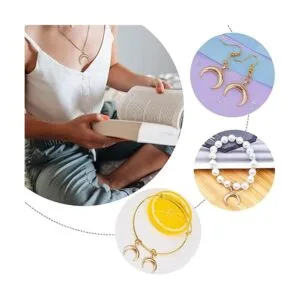 KC 50 colgantes de luna creciente dorada de aleación de_5