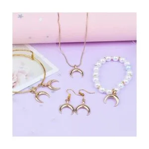 KC 50 colgantes de luna creciente dorada de aleación de_7