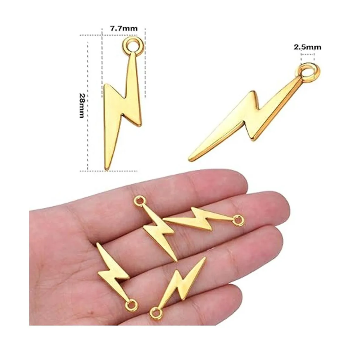 60 colgantes de aleación con diseño de rayo dorado_3