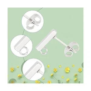 UNICRAFTALE 50 piezas de aretes rectangulares de acero_4