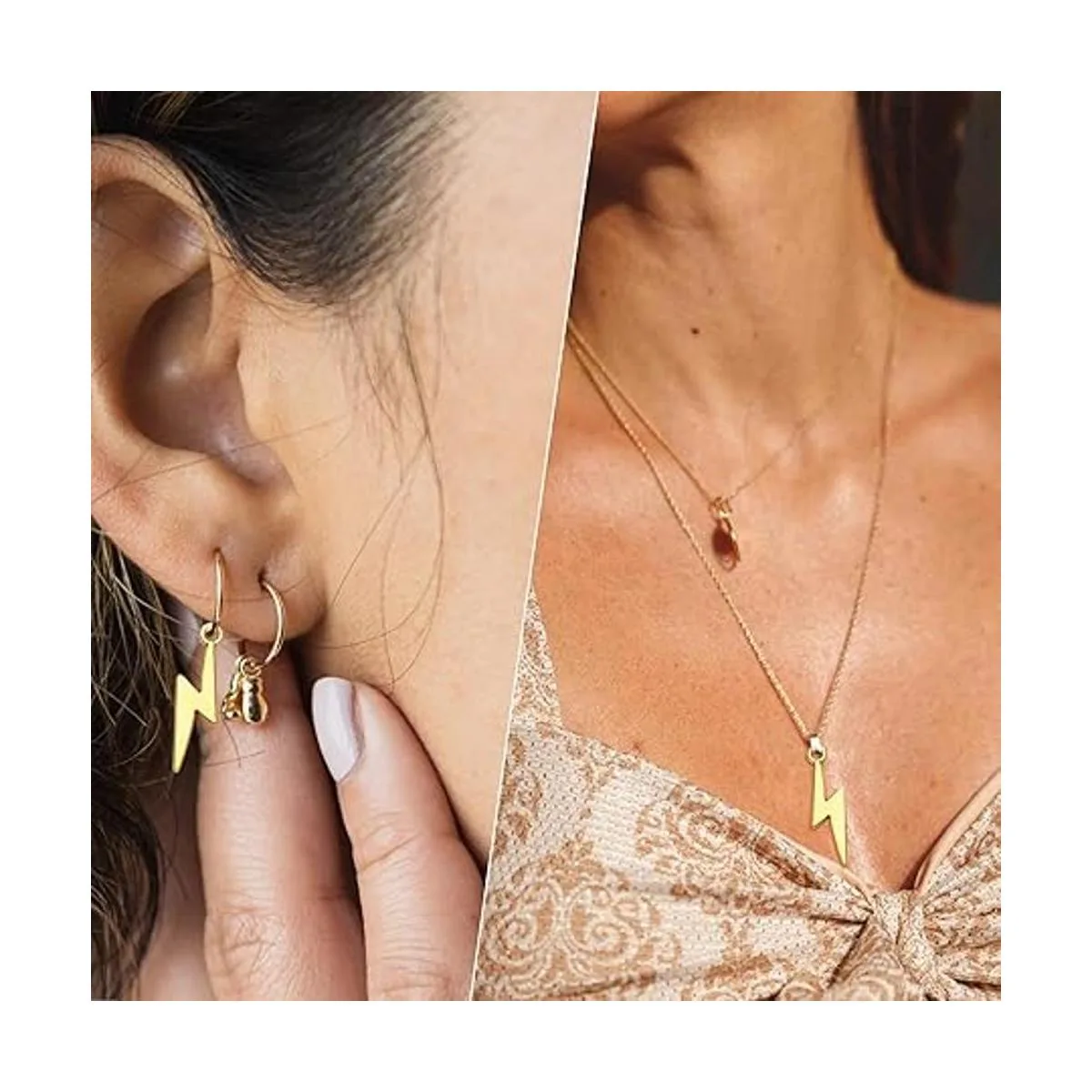 60 colgantes de aleación con diseño de rayo dorado_5