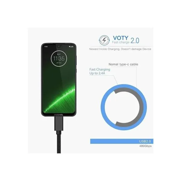 VOTY 2Pack 6FT Cable de carga USBC para Motorola Moto G_4
