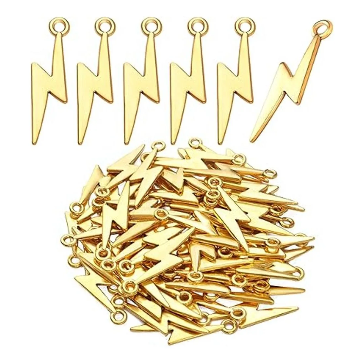 60 colgantes de aleación con diseño de rayo dorado_1