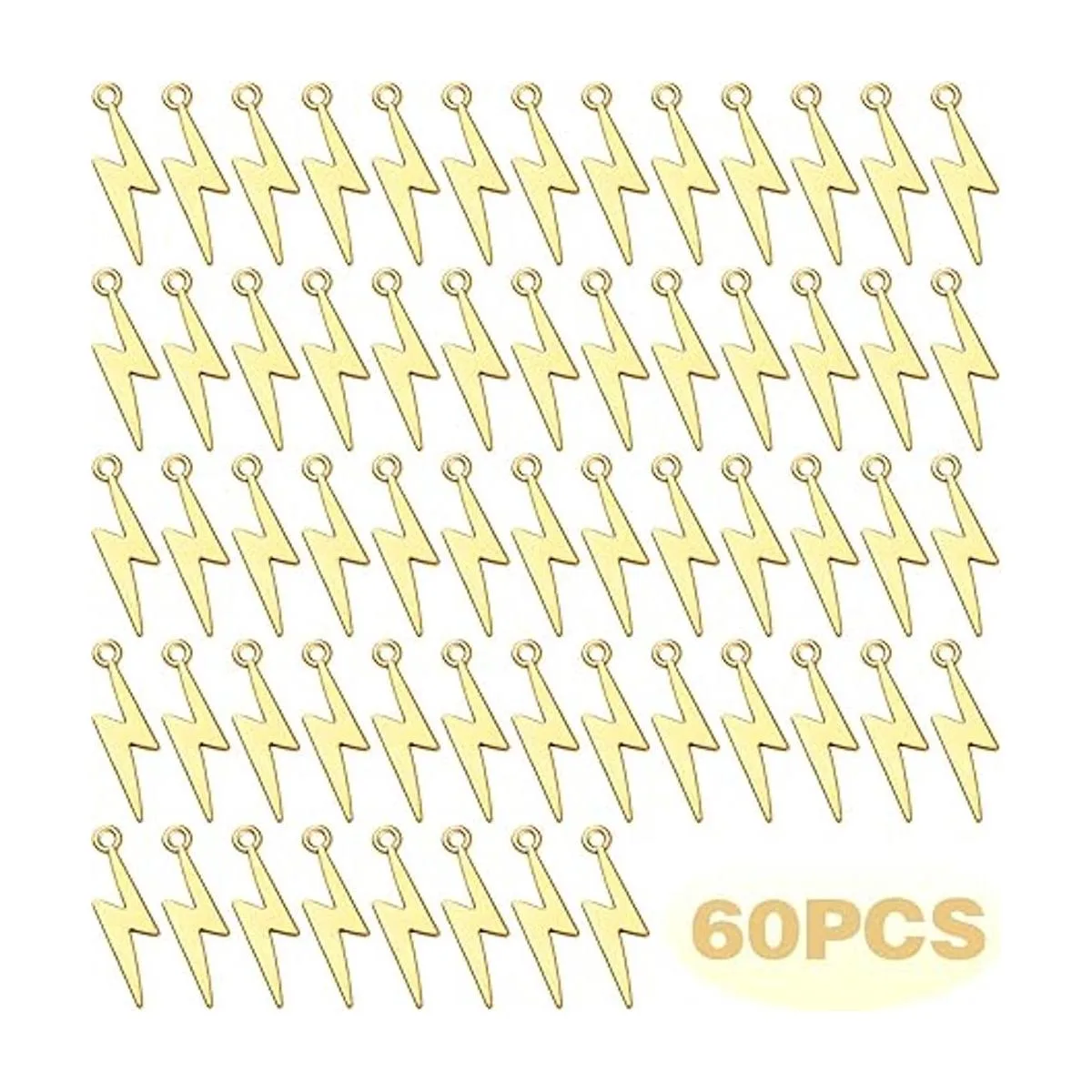 60 colgantes de aleación con diseño de rayo dorado_2