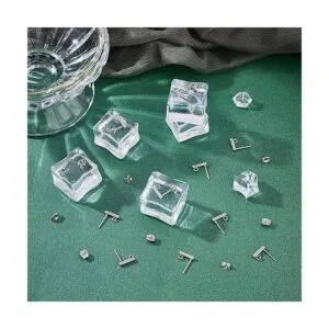 UNICRAFTALE 50 piezas de aretes rectangulares de acero_3