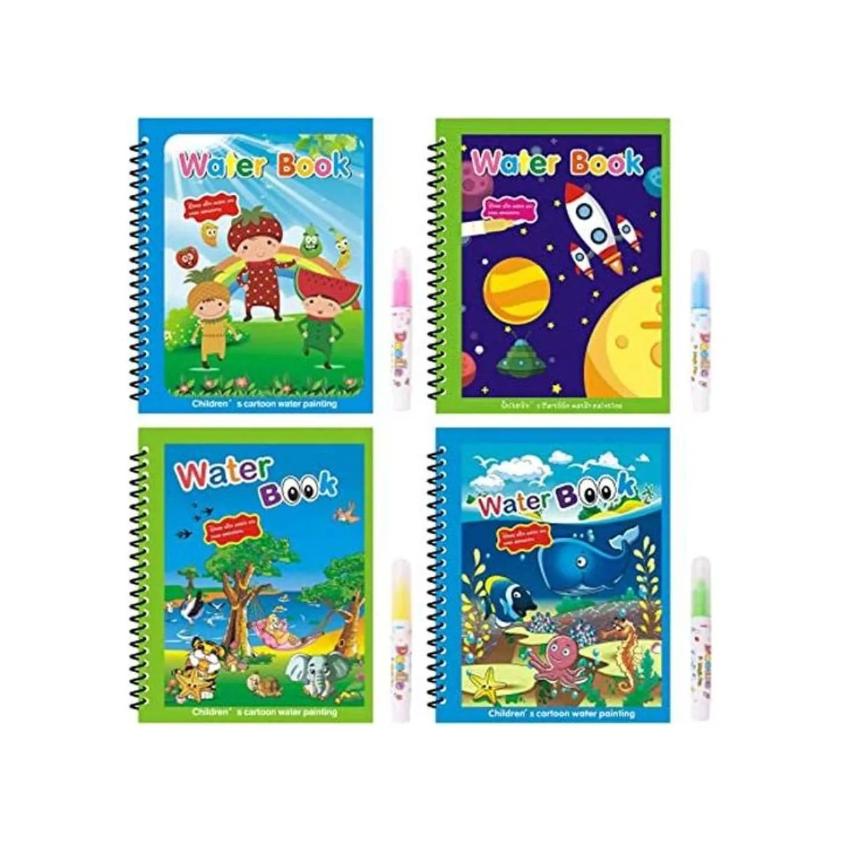 CGRAPnunu Libro para colorear al agua paquete de 4_1