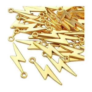 60 colgantes de aleación con diseño de rayo dorado_4