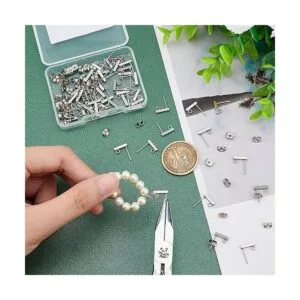 UNICRAFTALE 50 piezas de aretes rectangulares de acero_2