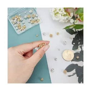 PandaHall 3 tamaños de cuentas huecas chapadas en plata de_5