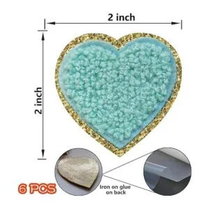 Parches de corazón de chenilla con purpurina 6 parches_3