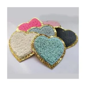 Parches de corazón de chenilla con purpurina 6 parches_2