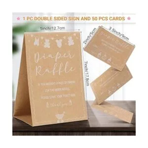 50 boletos de rifa de pañales y 1 letrero para baby_2