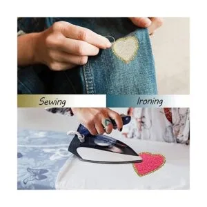 Parches de corazón de chenilla con purpurina 6 parches_4